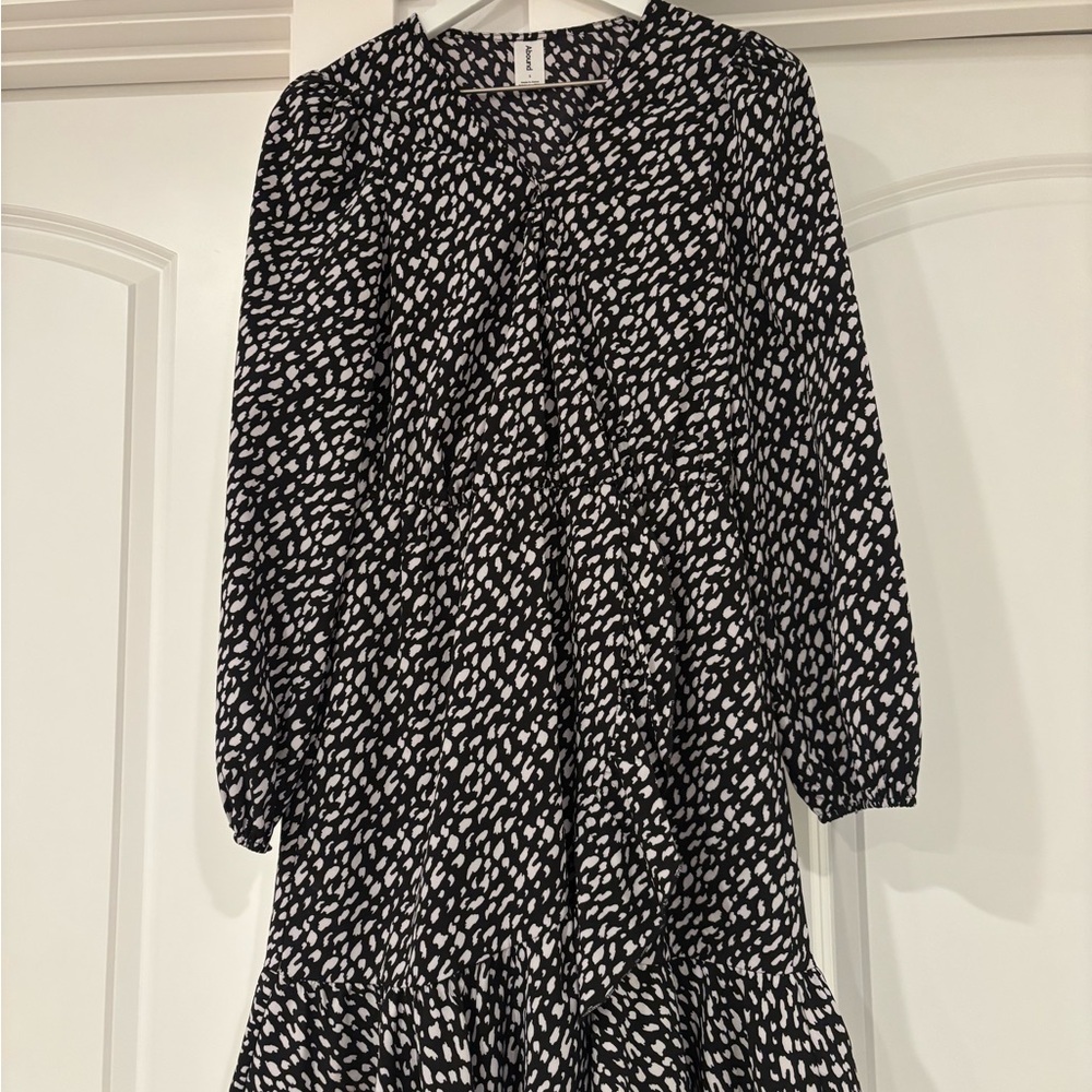 Abound black and white leopard print dress with long sleeves #leopardprint #dres